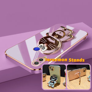 Casing Ponsel untuk Xiaomi Redmi Note 9 Pro Note 9s Note 7 Pro 7s Note 8 Pro 8T Note 4 4X 5 Pro 6 Pro 10X 4G Case ponsel pelapisan softcase pola Doraemon berkilau HP bungkus penuh casing silikon penutup kesing pelindung pas Phone Stands