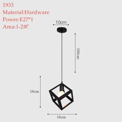 Pendant Light Retro Industrial Style Geometrical Ceiling Light Black Wrought Iron Chandelier for Living Room Dining Room Lampshade Decorative Lighting