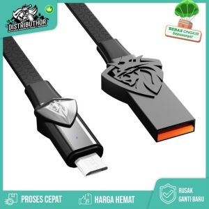 LENYES LC907 Micro Type C Lightning LION KING Breathing Light Cable QC 3.0 Premium Edition - anti putus Anti kusut fast charging Original (Besi)