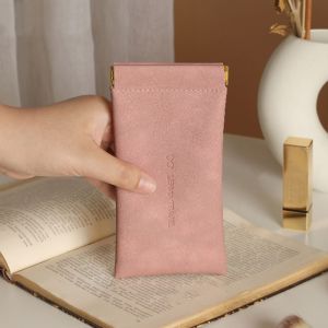 CRNGW Korean Portable Simple Eyewear Protective Case Eye Glasses Holder Waterproof Cosmetic Bag Small Coin Purse Sunglasses Storage Bag PU Leather Glasses Case