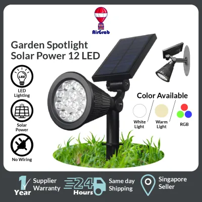 12 LED Garden Spotlights Outdoor Lights Adjustable Garden Scaping Spot Light Sensor Lightning Landscape Solar Panel