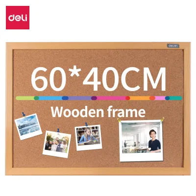 Deli Cork Board for Wall Cork Board Bulletin Board Wall Pin Board For Wall 24IN*16IN/ 600*400mm/400*300mm Quality Guarantee Home/Office Use 8762