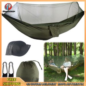 Winnereco Camping Hammock with Mosquito Net Portable Hammock with Tree Straps Hammock Tent for Camping Backpacking Travel Backyard
