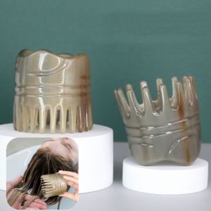 OPBWQH Shampoo Comb Ox Horn Massage Comb Meridian Scrapping Gua Sha Wide Tooth Scalp Massager Brush Massage Gift Black Ox Horn Buffalo Horn Meridian Comb SPA