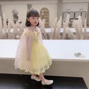2023 New Arrival Halloween Christmas Sequins Kids Girl Fairy Cape Princess Candy Color Glitter Star Sequins Cloak Tulle Shawl
