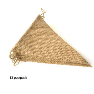 13Pcs DIY Burlap BannerJute Triangular Flag Bannerfor Party Decorations Wedding Birthday