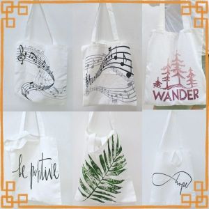 Tote Bag Student Digital printed Patter Thin Canvas Bag Tuition Bag Shoulder Bag Casual Pocket Simple Portable Mummy Handbag Tuisyen Beg