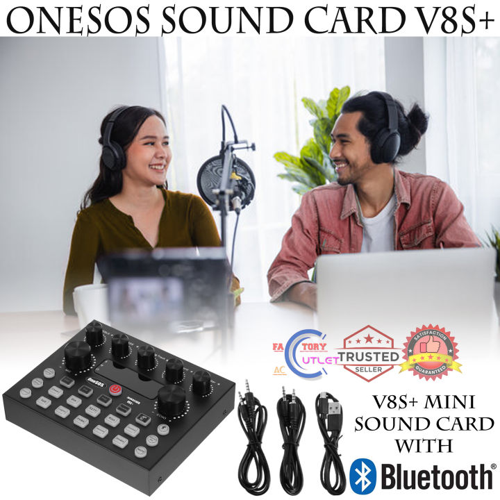 OneSOS V8 V8S V8S+ Sound Card Bluetooth Live Audio Mixer Amplifier ...