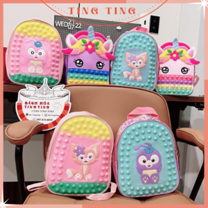 Balo pop it size 26*17cm họa tiết đáng yêu Balo đi chơi cho bé kiểu nhấn bong bóng _ Tingting