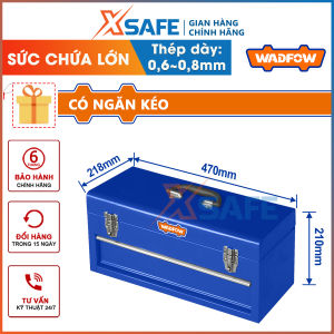Hộp sắt đựng đồ nghề có ngăn kéo 470x218x210 mm Kích thước: 470x218x210mm. Chất liệu: thép Độ dày thép: 06 ~ 08mm Wadfow WTB8A22