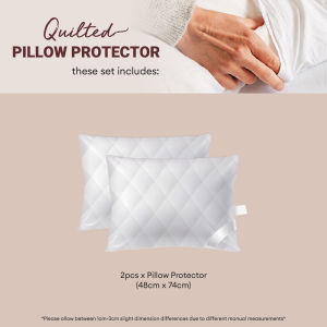 Jean Perry 2pcs Quilted Pillow Protector | Two-Sided Quilted Anti-Dust Mite No Zip Non-Waterproof