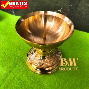 Tempat Lilin Bulat Kuningan 1 pcs Tempat Tancap Lilin Doa Katolik Tatakan Lilin Kristal