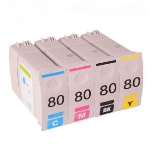 Compatible HP 80 Ink Cartridges (BK/C/M/Y 350ML Each) Replacement for HP DesignJet 1000S 1050 1055C 1000C Wide-Format Printers 4 Colors 18-Month Shelf Life