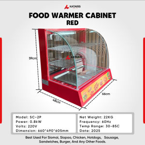 KATARIS Large Size Food Warmer Cabinet Display Showcase Tempered Glass Heavy Duty