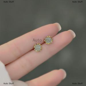 [COD] Auto Stuff ต่างหูหยกเทียมสไตล์จีนย้อนยุคสำหรับผู้หญิงต่างหูลูกปัดกลมสีเขียวสวยงามของขวัญเครื่องประดับที่หรูหรา