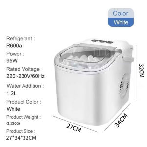 DwellDreams 1.2L Automatic Ice Maker Machine Mini Portable Household Intelligent Ice Cube Maker Machine Fast Ice Cube 12KG/24H#CF016