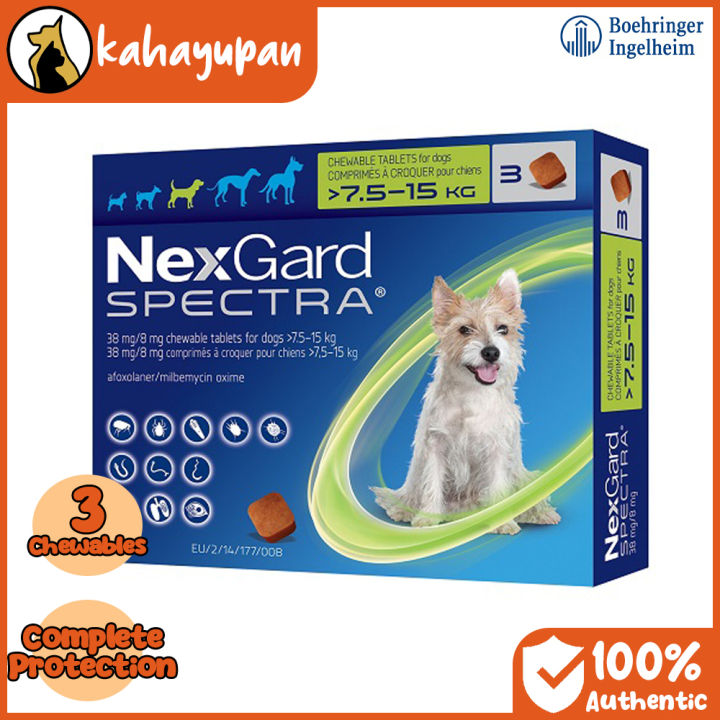 Nexgard Spectra Anti Tick Flea Mange and Deworming Chewable for Medum Sized Dogs 7.5 15 kg Lazada PH