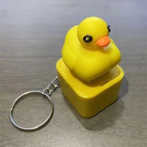 Funny Croaking Frog Duck Keychain Rechargeable Keyboard Clicker Sound Keyring With LED Light For Stress Relief PH