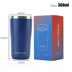 HoneyLion-360 Sip Vacuum Insulated Tumbler 12oz 360ml 304 Stainless Steel Leakproof Travel Mug One Press Lid for Car Office Use