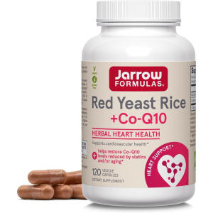 Jarrow Formulas Red Yeast Rice 1200 mg & CoQ10 100 mg Per Serving - 120 Veggie Caps 60 Servings - Herbal Heart Health Dietary Supplement - Supports Cardiovascular & Cellular Healt