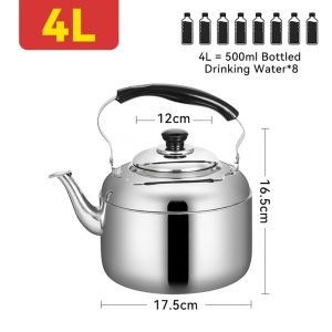 BESTIT Large Diameter Spout Whistling Teapot Anti Burn Handle Stainless Steel Stovetop Water Boiler Durable Eco Friendly Water Heating Kettle Water Boiling