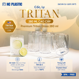Cốc Ly Uống Nước Nhựa Tritan Cao Cấp 280ml NC PLASTIC Chịu Nhiệt Không Chứa BPA