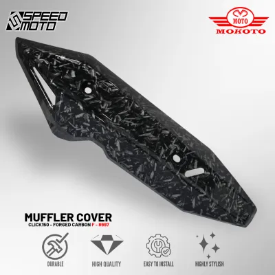 MOKOTO HONDA CLICK MUFFLER COVER MATTE / CARBON FINISH PIPE COVER FOR HONDA CLICK V3 CLICK V2 GAME CHANGER SPEEDMOTO