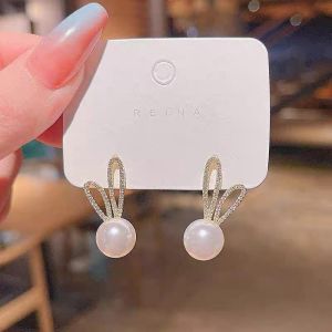 Bông tai ngọc trai hình tai thỏ xinh xắn dễ thương Thời Trang Thanh Lịch Hợp Kim Stud Trang Sức