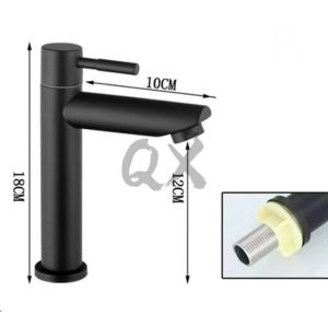 🌈Qunxing2024🌈สแตนเลส304 แท้ ก๊อกน้ำอ่างล้างหน้า สีดำ มันวาลว์ ทนทาน ไม่เป็นสนิ่ม B-4008