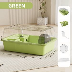 Hamster Specific Cage Multi-functional with Running Wheel Bottle Ventilation 2-Level Hamster Home