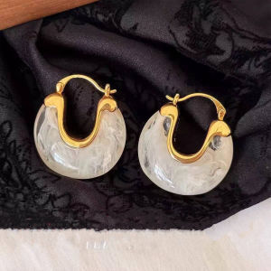 Fashionable Ring Gift 几何U形树脂耳扣女简约复古时尚文艺耳环小众高级感时尚新款耳 饰