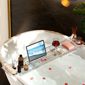 Premium Bath Tray for Tub – Adjustable Spa Shelf with Tablet & Wine Holder | Waterproof Retractable Design
