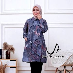 Atasan Batik Wanita Couple Kemeja Lengan Panjang Pasangan Tunik Baju Muslimah Batik Sepasang Motif