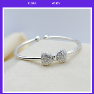 FLORA 0285V - Vòng tay bạc ta cua hình nơ dành cho bé gái