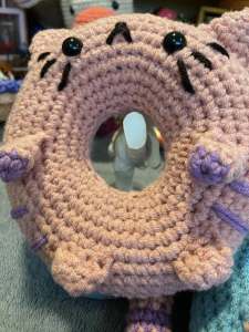 "Salonika Donuts" L20cm With Ears: 26cm W16cmWhimsical Handmade Whimsical Handmade Beanie~ Artisanal Crochet Creations ~ MAMABEARHOUSE"