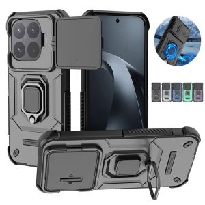 Armor Shockproof Slide Lens Protection Case For Xiaomi 17T 17 T Mi 17T Pro 5G Ring Stand Holder Bracket Case