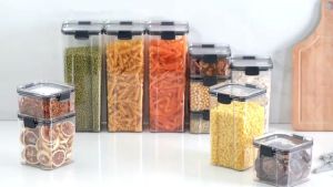 Kitchenkey【ready Stock】japanese Stackable Gaya Bijirin Pasta Teh Kopi Kacang Penyimpanan Udara Ketat Jimatkan Ruang Penyimpanan Makanan