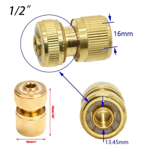 1/2" Brass Quick Connector Fitting Brass Hose Mender for Faucet Hose Quick Straight Connector