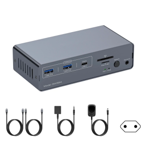 USB C KVM Docking Station KVM Switcher For Double Monitor 4K60Hz Video With USB 3.2 10Gbps And Gigabit Ethernet