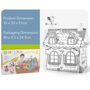 DIY Colouring Large Cardboard House [Up to 100cm- 6 Markers] Kids Painting Art & Craft Activity Drawing Foldable Doodle
