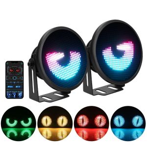 2pcs 3inch APP LED Screen Blink Angel Eyes Fog Light DIY Multimedia Player Dynamic Eye Lights Car Headlamps LED DRL Lamp 12V-24V