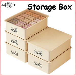JACIRCLE 15 Grids Storage Box with Lid Bra Panties Socks Storage Box with Cover Stackable Compartment Storage Box Organizer