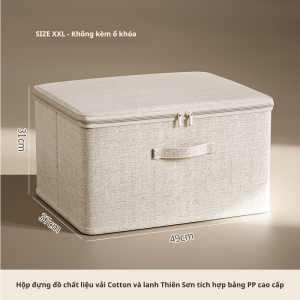 Hộp đựng quần áo có khóa mật khẩu chất liệu vải cotton và lanh Thiên Sơn cao cấp khung bảng PP có thể giặt TD131