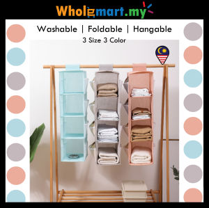 【Clearance Stock】2/3/4 Multi Layer Wardrobe Foldable Storage Bag Dust-proof Oxford Cloth Hanging Clothes Bra Panties Storage