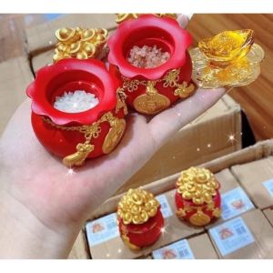 Hũ đựng muối gạo thần tài Hũ đựng muối gạo cầu tài lộc may mắn Đồ phong thủy trang trí tết