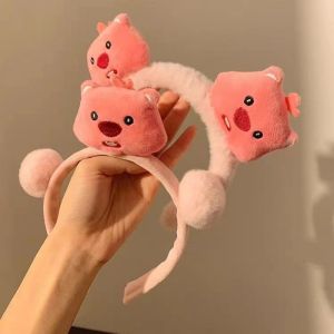 Kawaii Pink Plush Loopy Hair Band Rope Beaver Hair Clip Sweet Hair Hoop Cute Cartoon Hair Accessories Gift Anime Accessories