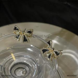 [COD] WEICHENG New Trendy Inlaid Rhinestone Bowknot Stud Earrings For Women Personality Unique Design Earrings Wedding Jewelry Birthday Gift