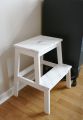 Wooden Step Stool Chair (2 Steps) - Natural White. 