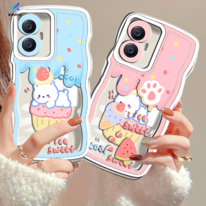 (Lokal Ready) Xinyu Casing hp Realme C53 C51 C55 C33 C35 C31 C30 C30s C21Y C25Y Realme C11 2021 C20 C15 C25 C17 C12 C3 Realme 10 9i 8i 7 Pro Realme 5 Pro 5i 5S 6i Narzo 50A Prime Casing Ponsel Pasangan Manis Beruang Es Krim Tepi Bergelombang Soft Case