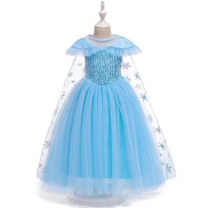 Baby Girl Formal Gowns O-neck frozen Cosplay Christmas lace Long Dress embroidery Party Fashion mesh Princess girls clothing